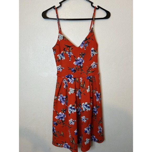 Soprano Dresses & Skirts - Soprano Floral Sun Dress Red Blue Spaghetti Strap Fit & Flare Mini Summer Small